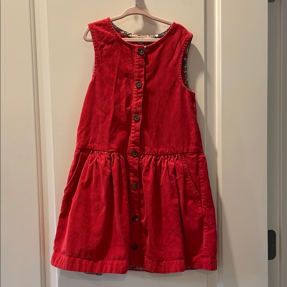 Mini Boden Red Sleeveless Corduroy Jumper
